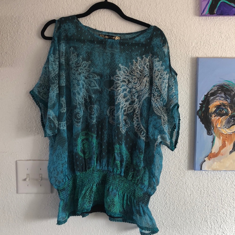 Cold shoulder Desigual sheer blouse